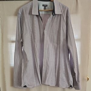 Van Heusen Men's Checkered Button-Down Shirt - Navy, Red, and White